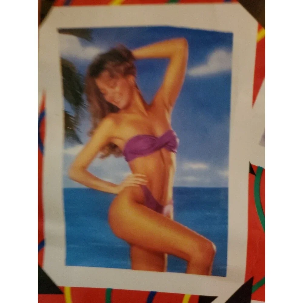 Vtg Gift Bag Swimsuit Model 90s Retro Beach Bikini Babe Pinup Girl Carlton Cards
